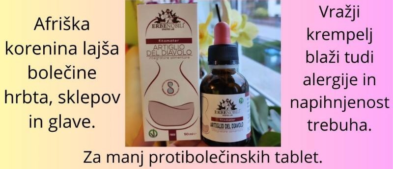 spagirične kapljice vražji krempelj korenina proti bolečinam, vnetjem, alergijam ZAPER